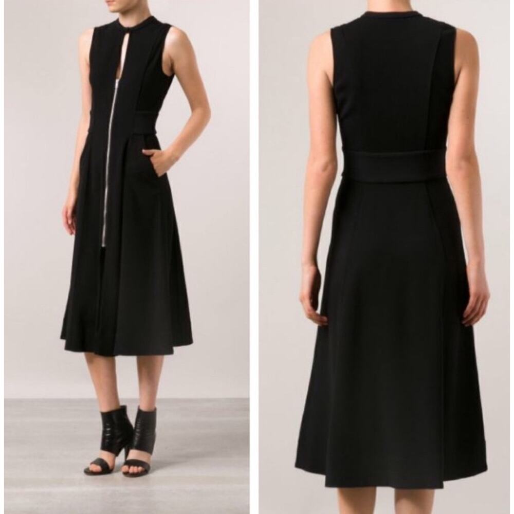A.L.C. Black Zip Front Sleeveless Midi Dress Size 6